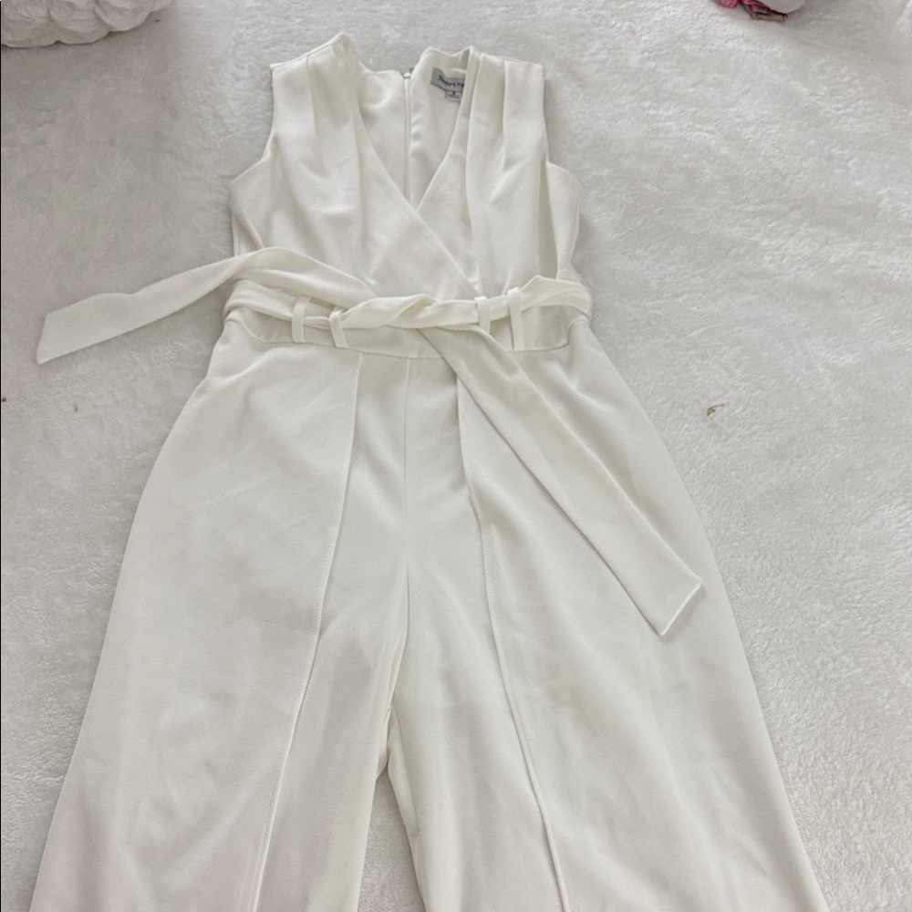 Shelby & Palmer Cream Belted Jumpsuit